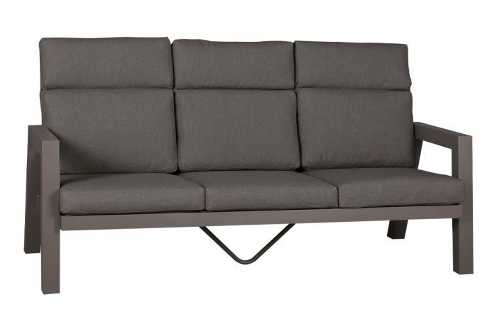 Lounge Gartensofa 3-Sitzer Verona mit Polsterung - Farbe: anthrazit, Stoff: dunkelgrau, 1940 x 876 x 965 x 330 mm, Armlehnen, hochwertiges Material