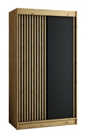 Borgis 02A schuifdeurkast / garderobekast, kleur: Artisan eik / mat zwart - afmetingen: 200 x 120 x 62 cm (H x B x D)