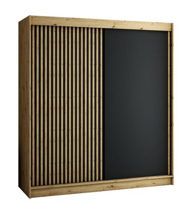Borgis 05A schuifdeurkast / garderobekast, kleur: Artisan eik / mat zwart - afmetingen: 200 x 200 x 62 cm (H x B x D)