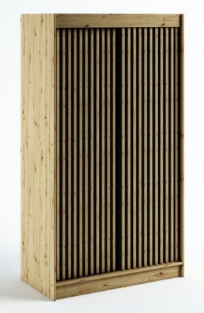 Borgis 02B schuifdeurkast / garderobekast, kleur: Artisan eik / mat zwart - afmetingen: 200 x 120 x 62 cm (H x B x D)