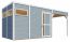 Prefab tuinhuis met plat dak incl. overkapping, vloer en dakleer, lichtgrijs geverfd - 19 mm, bruikbare oppervlakte: 7,70 m².