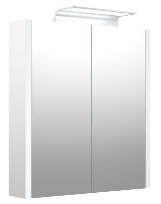 Badkamer - spiegelkast Bidar 07, kleur: wit glanzend - 65 x 60 x 12 cm (H x B x D)