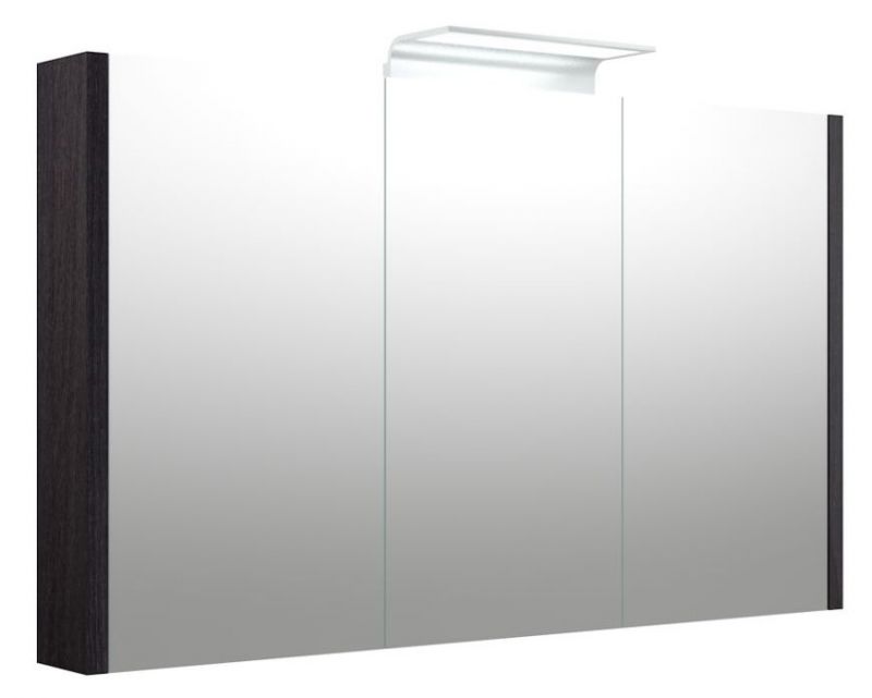 Badkamer - spiegelkast Bidar 35, kleur: zwart eiken - 65 x 110 x 12 cm (H x B x D)