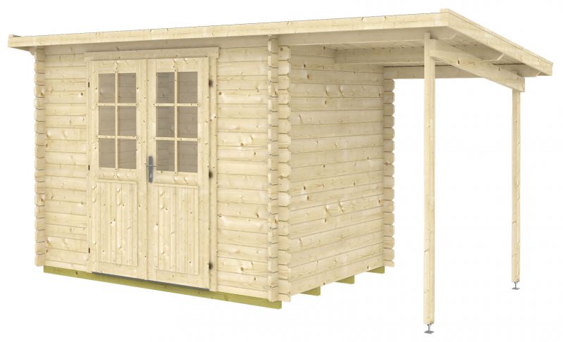 tuinhuis / chalet Pribitz 01 met uitbouw dak incl. vloer - 28 mm houten huis, grondoppervlakte: 4,9 m², plat dak
