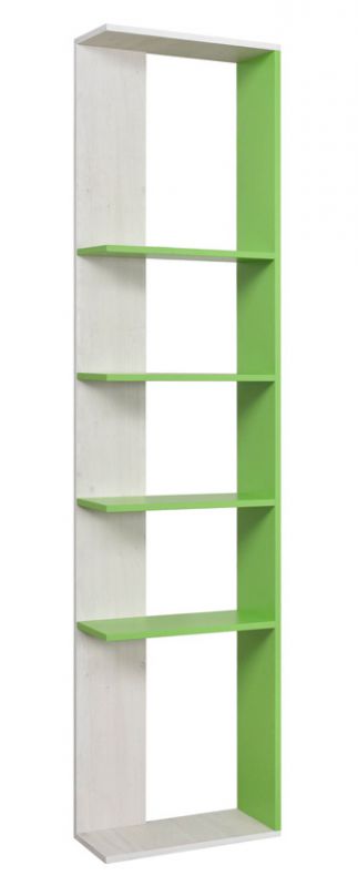 Kinderkamer - open kast Luis 07, kleur: eik wit / groen - 218 x 50 x 22 cm (h x b x d)