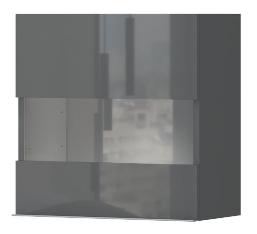 hang vitrinekast Vaitele 26, kleur: antraciet hoogglans - 56 x 55 x 29 cm (h x b x d)