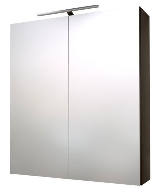 Badkamer - spiegelkast Nadiad 07, kleur: zwart eiken - 70 x 60 x 14 cm (H x B x D)