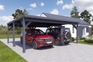 Dubbele carport "Stable" 6 x 7 m (LxB) / 250 kg/m² dak belasting / 42 m² / antracietgrijs met donkergrijs dak