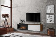 elegante TV-onderkast Bjordal 17, kleur: mat wit / eiken sterling - afmetingen: 40 x 180 x 40 cm (H x B x D), met bio-ethanol schouw