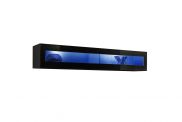 Stijlvolle Raudberg 40 wandkast, kleur: zwart - Afmetingen: 30 x 160 x 29 cm (H x B x D), met blauwe LED-verlichting