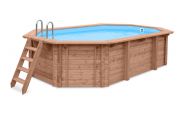 Houten zwembad Verano 04 - Set gemaakt van KDI vurenhout - Afmeting (cm): 352 x 563 x 124 (L x B x H), incl. pomp & zandfilter