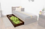 Lade voor bed - massief grenen, kleur walnotenhout 003 - afmetingen 18,50 x 198 x 54 cm (H x B x D)