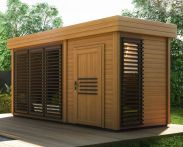 Buiten sauna / saunahuis Karakum 40 mm, buitenafmetingen (B x D): 400 x 200 cm - kleur: eiken / antraciet
