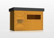 Buiten sauna / saunahuis Lut 40 mm met groot panoramavenster, buitenafmetingen (B x D): 354 x 204 cm - kleur: eiken / antraciet