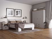 Slaapkamer Compleet - Set C Segna&#39;s, 4 stuks, kleur: wit grenen / eiken bruin