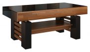 In hoogte verstelbare salontafel "Postira" 24, kleur: walnoten / zwart, deels massief - Afmetingen: 52 - 76 x 120 - 160 x 70 cm (H x L x D)