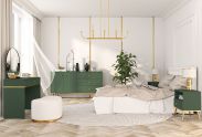 Slaapkamer - Set A Inari, 4-delig, kleur: bos groen/goud
