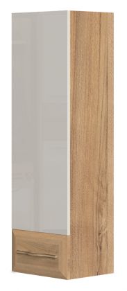 hangkast / hangelement Gataivai 34, kleur: Beige hoogglans / walnoten - Afmetingen: 115 x 35 x 30 cm (H x B x D)