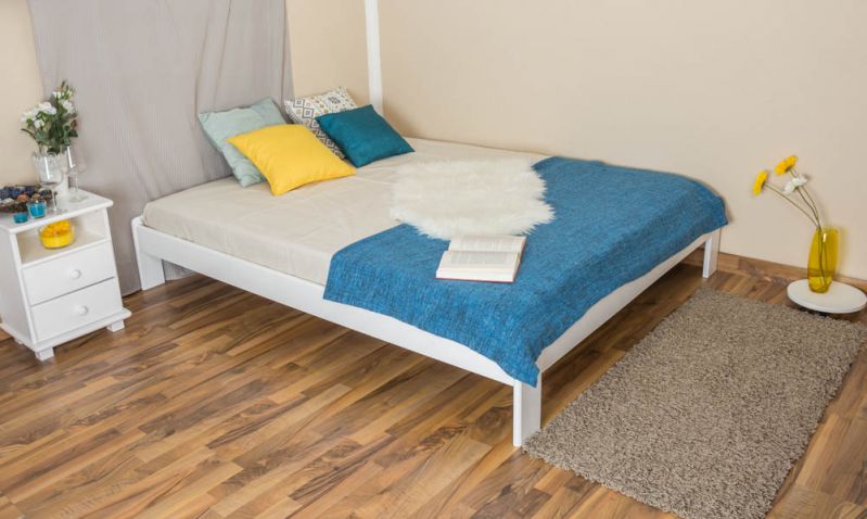 Futonbed / , vol hout, bed massief grenen wit gelakt A10, inclusief lattenbodem - afmetingen 160 x 200 cm