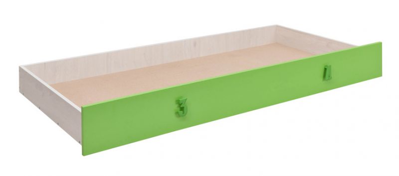 onderschuifbed voor bed Luis, kleur: eiken wit / groen - 80 x 190 cm (B x L)
