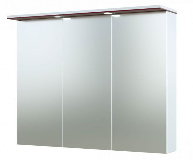 Badkamer - spiegelkast Bijapur 12, kleur: rood glanzend - 73 x 91 x 14 cm (H x B x D)