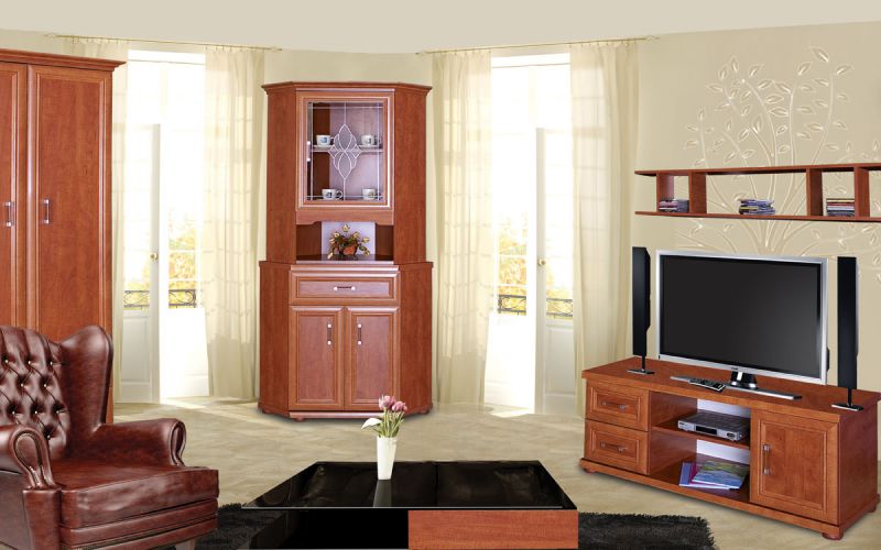 Complete woonkamer set E Louga, 5-delig, kleur: rood-bruin