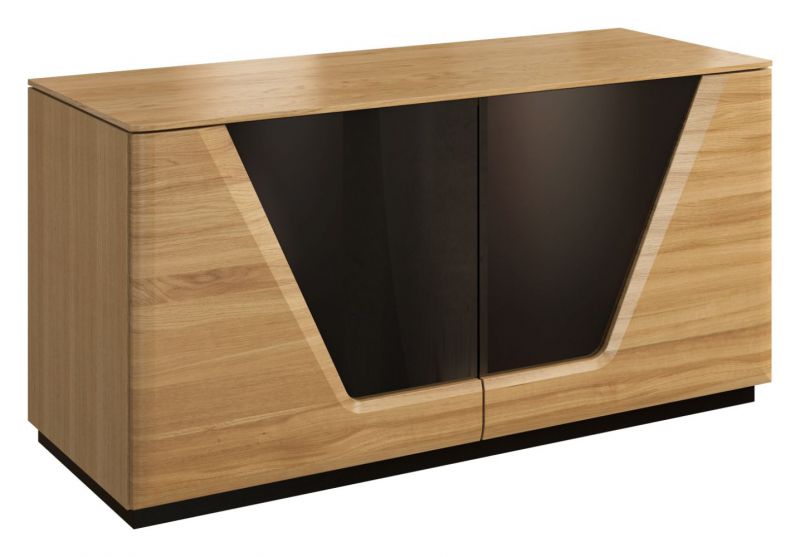 dressoir / sideboard "Belica" 01, kleur: eiken natuur / zwart, deels massief - Afmetingen: 62 x 122 x 50 cm (H x B x D)