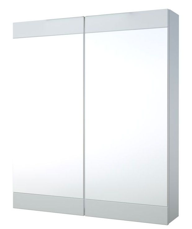 Badkamer - spiegelkast Eluru 01, kleur: wit glanzend - 70 x 60 x 14 cm (H x B x D)
