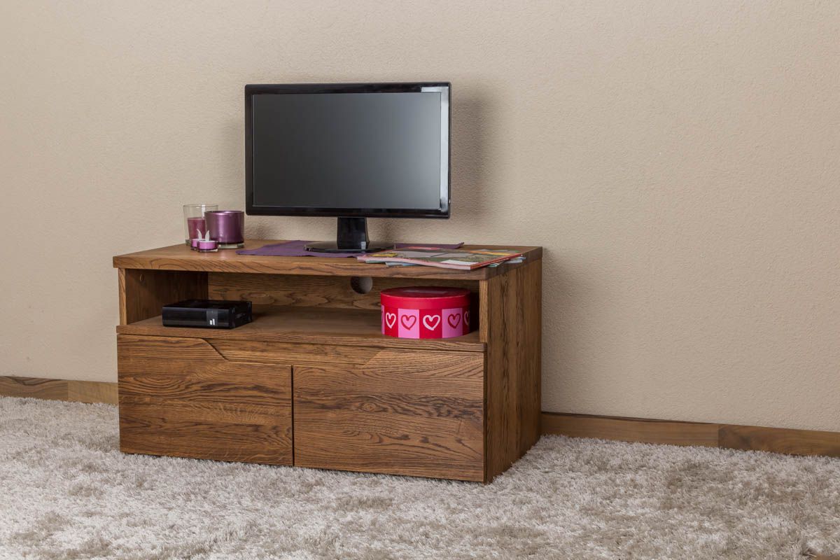 TV-meubel "Priene" wild eiken natuur 24, deels - 49 x 90 x 50 cm (h x b x d) - donkerbruin