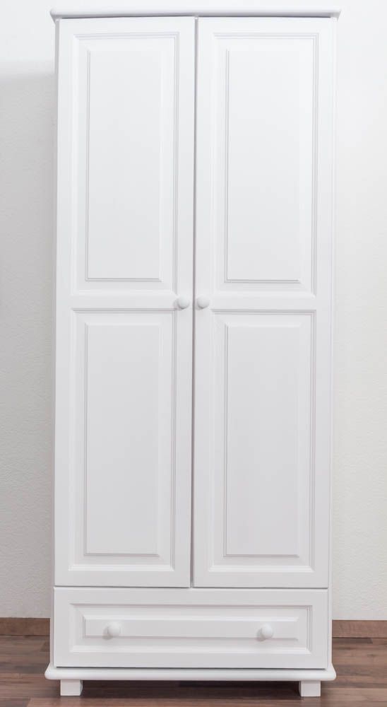 vermoeidheid Leerling mobiel Kledingkast massief grenenhout wit gelakt 006 - Afmetingen 190 x 80 x 60 cm  (H x B x D)