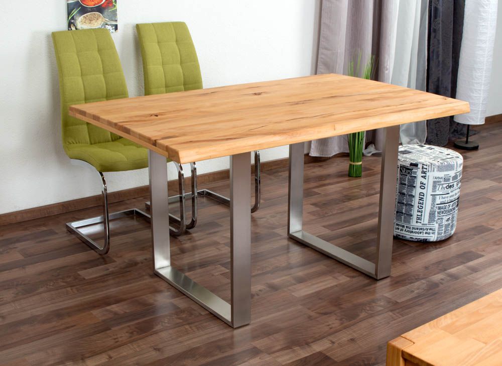 Eettafel Wooden 412 massief beukenkernhout, rustiek tafelblad - 140 x 90 cm (B x