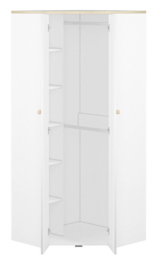 transactie Logisch Phalanx Kinderkamer - kledingkast / hoekkast Egvad 03, kleur: wit / beuken -  afmetingen: 193 x 80 x 80 cm (h x b x d), met 2 deuren en 6 vakken