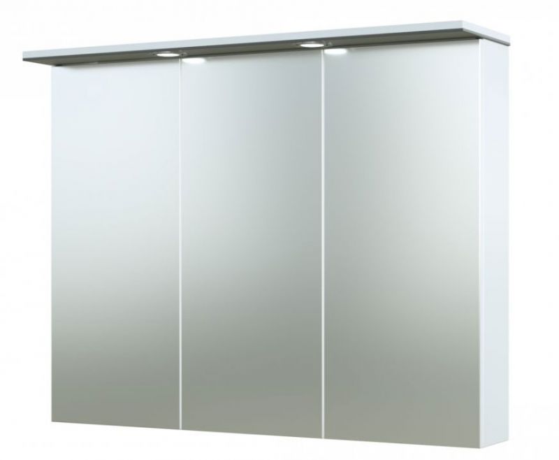Badkamer - spiegelkast Bijapur 10, kleur: grijs glanzend - 73 x 91 x 14 cm (H x B x D)
