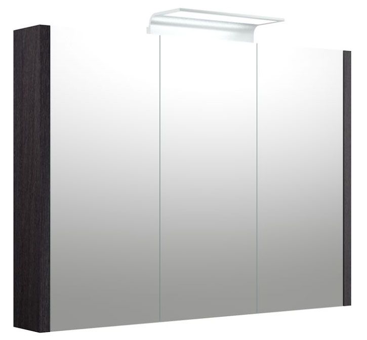 Badkamer - spiegelkast Bidar 26, kleur: zwart eiken - 65 x 90 x 12 cm (H x B x D)
