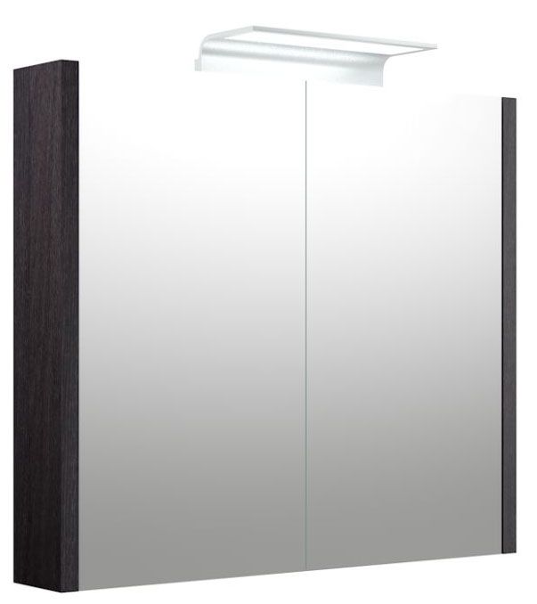 Badkamer - spiegelkast Bidar 17, kleur: zwart eiken - 65 x 75 x 12 cm (H x B x D)