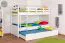 Stapelbed "Easy Premium Line" K20/h incl. onderschuifbed /extra ligplaats en 2 afdekplaten, hoofd- en voeteneinde recht, massief beuken wit - 90 x 200 cm (b x l), deelbaar