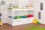 Stapelbed "Easy Premium Line" K20/h incl. onderschuifbed /extra ligplaats en 2 afdekplaten, hoofd- en voeteneinde recht, massief beuken wit - 90 x 200 cm (b x l), deelbaar