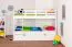 Stapelbed "Easy Premium Line" K20/h incl. onderschuifbed /extra ligplaats en 2 afdekplaten, hoofd- en voeteneinde recht, massief beuken wit - 90 x 200 cm (b x l), deelbaar