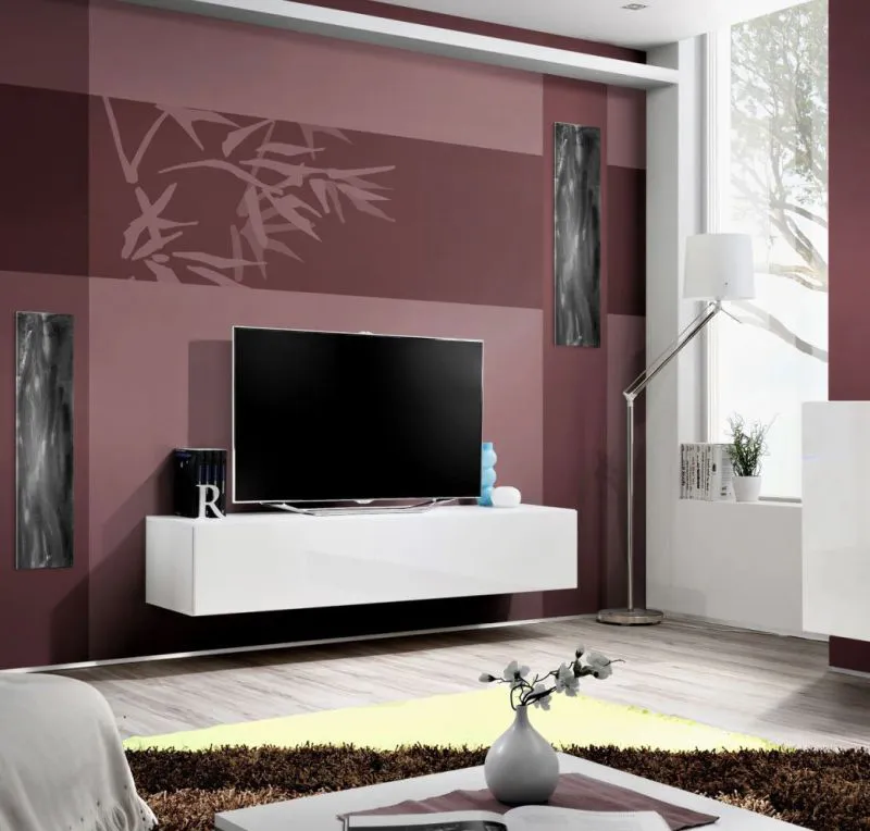 Modernes TV Lowboard Raudberg 02, Farbe: Weiß - Abmessungen: 30 x 160 x 40 cm (H x B x T), mit drei Fächern