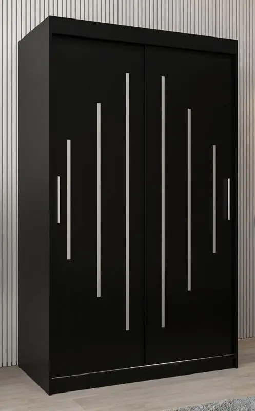 schuifdeurkast / kledingkast Pilatus 02, kleur: Zwart - Afmetingen: 200 x 120 x 62 cm ( H x B x D)