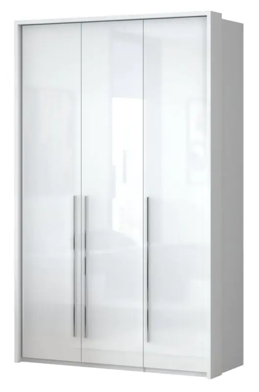 draaideurkast / kleerkast met LED-lijsten Siumu 22, kleur: wit / wit hoogglans - 226 x 142 x 60 cm (H x B x D)