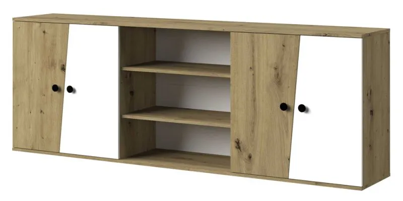 Kastuitbreiding Sirte 17, kleur: eiken / wit / mat zwart - afmetingen: 80 x 213 x 40 cm (H x B x D)