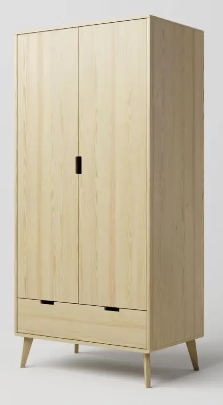 draaideurkast / kledingkast massief grenen naturel Aurornis 04 - Afmetingen: 200 x 96 x 60 cm (H x B x D)