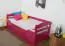 Kinderbed / jeugdbed "Easy Premium Line" K1/h/s incl. 2e kinderbed en 2 afdekplaten, 90 x 200 cm massief beukenhout kleur: roze