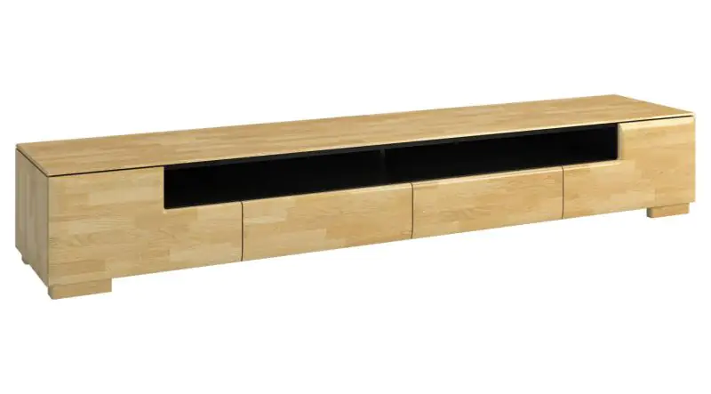 TV-meubel "Lipik" 13, kleur: eiken / zwart, deels massief - Afmetingen: 38 x 242 x 50 cm (H x B x D)