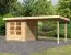 Berging / tuinhuis SET met lessenaarsdak incl. groot aanbouw dak, kleur: onbehandeld, grondoppervlakte: 4,84 m²