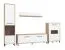 Woonwand / 2 vitrinekasten / kleur: Artisan eiken / ondoorzichtig wit / 1 TV-onderkast / 1 wandplank / afmetingen: 299 x 40 x 192,5 cm