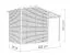 Schuur / tuinberging Kürten 02 met aanbouw dak, onbehandeld - 18 mm prefab tuinhuisje, grondoppervlakte: 5,10 m², zadel dak