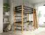Hoogslaper / functioneel bed met bureau Analena 01, kinderbed in zwart / naturel eiken, massief grenen hout, matrasmaat: 80 x 190 cm, inclusief lattenbodem