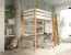 Hoogslaper / functioneel bed met bureau Analena 02, kinderbed in wit / naturel eiken, massief grenen hout, matrasmaat: 80 x 190 cm, inclusief lattenbodem